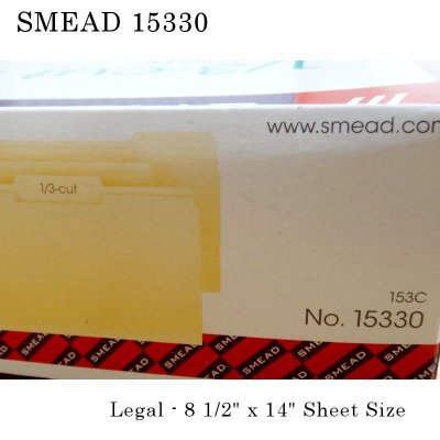 マニラフォルダ【リーガルサイズ、1/3カットタブアソート】SMEAD NO.15330