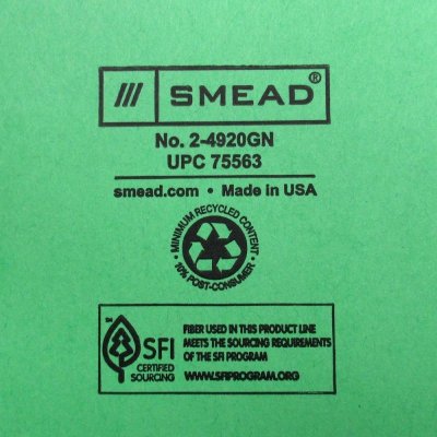 【SMEAD】レターサイズ ファイルジャケット (5個入り・グリーン)SMEAD75563 Letter Size File Jacket