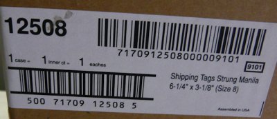画像5: [100枚]マニラタグ#8 Avery Manila "G" Shipping Tags AVE12508（紐付き荷札100枚入り）6.2インチ（約15.75cm）x3.12インチ（約7.92cm）