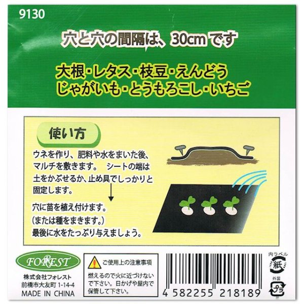 画像4: 【穴あき】豆・いも・イチゴマルチ【1条用】(95cm×10m)穴の間隔30cm・約30株用【9130】 (4)
