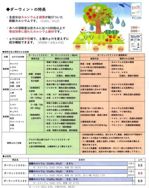 ダーウィン5000+【20kg】低pH硫酸カルシウム系普通肥料
