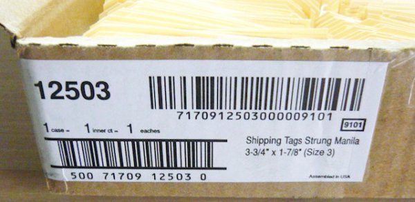 マニラタグ#3 Avery Manila "G" Shipping Tags AVE12503（紐付き荷札100枚入り）